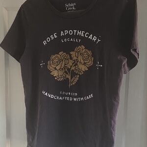Schitt's Creek Rose Apothecary Graphic Tee - Black with Gold Roses Sz XL